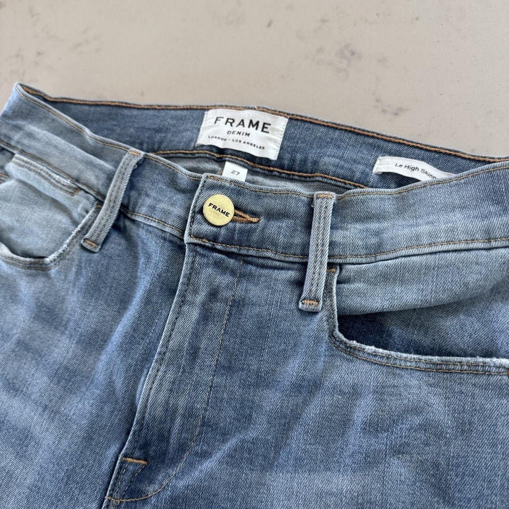 frame denim jeans women Le‎ High Skinny Sz 27 Light Wash - Picture 2 of 10